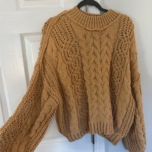 POL Cable Knit Sweater in Tan